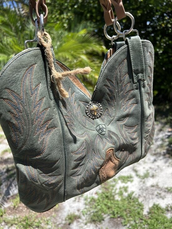 Handmade Handbags - Vtg Upcycled Cowboy Leather Boot Purse Gypsy Handmade Hippie BoHo Shoulder Ariat